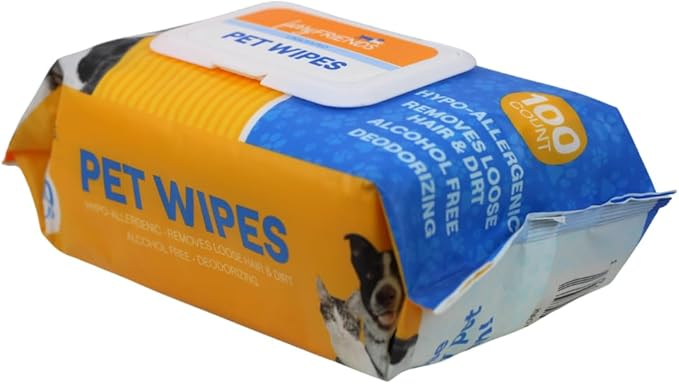 FurryFriends Pet Wipes | Unscented | Hypo-allergenic | Alcohol Free| Deodorizing | Removes Loose Hair & Dirt | Incredibly Clean | 100 ct. 1 Pack