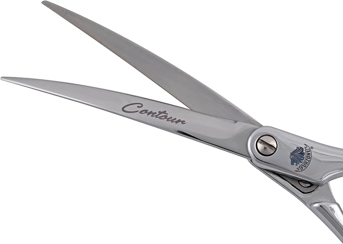 6.25” Contour Curved Shear Pet Dog Grooming Scissors, Patent Grip Design, Easy Adjust, Japanese 440C Tempered Steel, Lightweight, Professional Dog Scissors For Dog Grooming (Serrated)