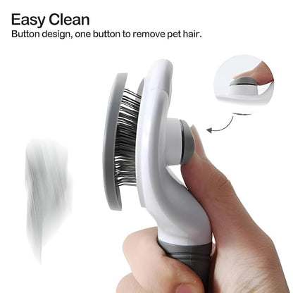 FurGlam Pet Grooming & Massaging Brush for Dogs and Cats, Slicker Bristles for De-Shedding, Detangling, and Coat Grooming, Medium, Grey/white