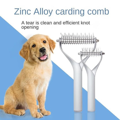 Pet comb Unknot Unknot comb Y-shape floating-off dog rake comb Zinc alloy dog comb hair removal dog comb (Small, Black)