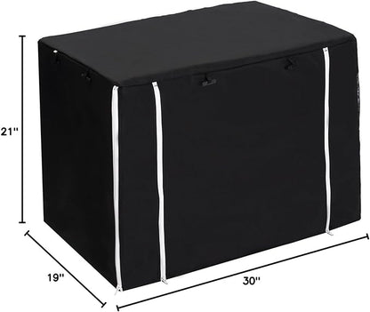 Dog Crate Cover for Wire Crates Kennel 2 Doors Heavy Duty Waterproof Windproof Soundproof Pet Cage Cover Home Decoration - Cover only - Black - Fits 30 Inch Crates