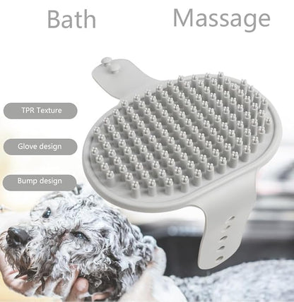 Pet Grooming Brush Set, 2 PCS, Rubber Massage Comb with Adjustable Handle for Dogs and Cats (Blue+Gray)