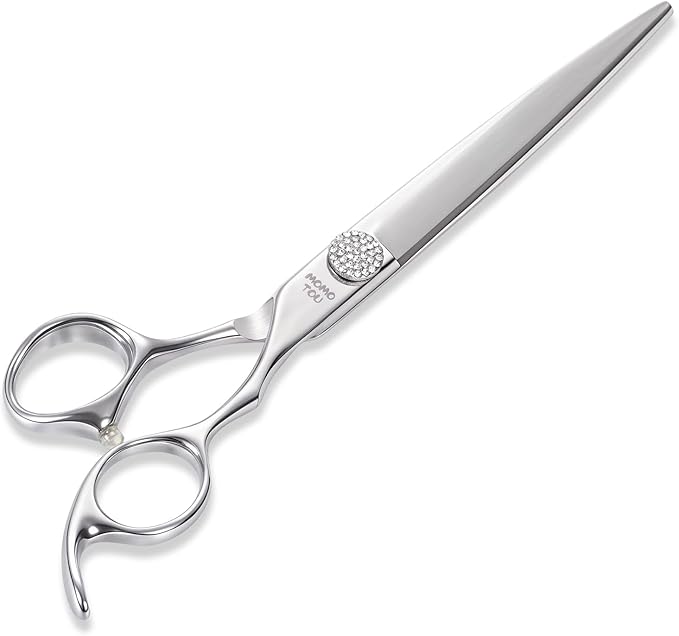 Professional Straight Dog Grooming Scissors with Simulation Diamond 440C Stainless Steel Polished Pet Cat Hair Cutting Shears for Groomers and Home users 8''