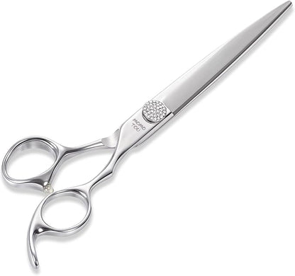 Professional Straight Dog Grooming Scissors with Simulation Diamond 440C Stainless Steel Polished Pet Cat Hair Cutting Shears for Groomers and Home users 8''
