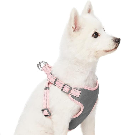 Blueberry Pet Essentials Pastel Color Reflective Dog Harness Vest, Chest Girth 22" - 26", Baby Pink, Medium, Adjustable Harnesses for Dogs