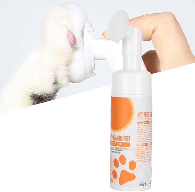 Pet Foot No Wash Foam dog cleaner Dog Foot Cleaning Foam Cleaner Waterless Pet Claw Care Foam cleaner with Silicone Brush Scrubber Foot Care Supplies for Dogs Cats General Claw Care