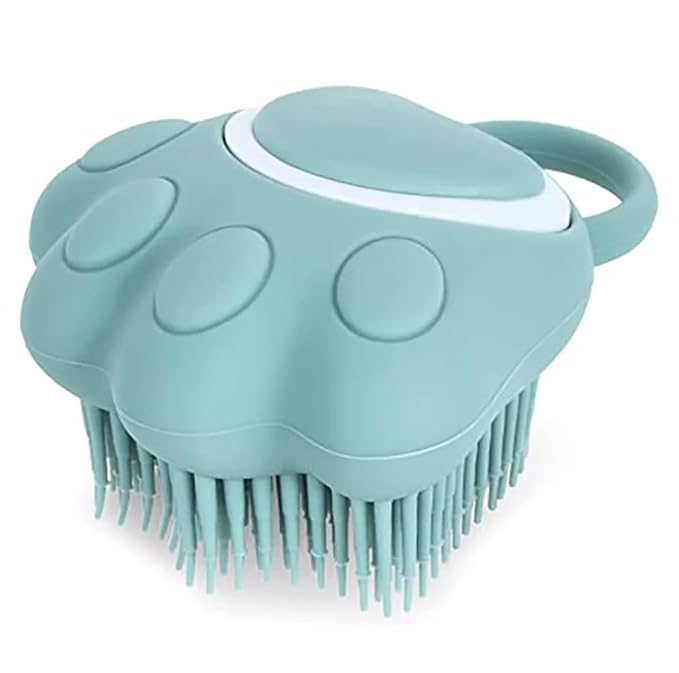 Pet Grooming Massage Brush, Silicone Dog Bath Comb with Paw Shape Design, 3 colors to choise(pink,blue,yellow)