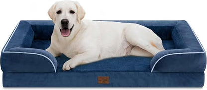 PV Washable Jumbo Dog Bed for Extra Large Dogs, Waterproof Orthopedic Dog Bed, Jumbo Breed Dog Bed Sofa with Removable Cover & Non-Slip Bottom(Jumbo,Navy Blue)