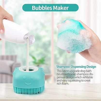 Bathroom Puppy Big Dog Cat Bath Massage Brush Soft Safety Silicone Pet Accessories For Multifunctional blue