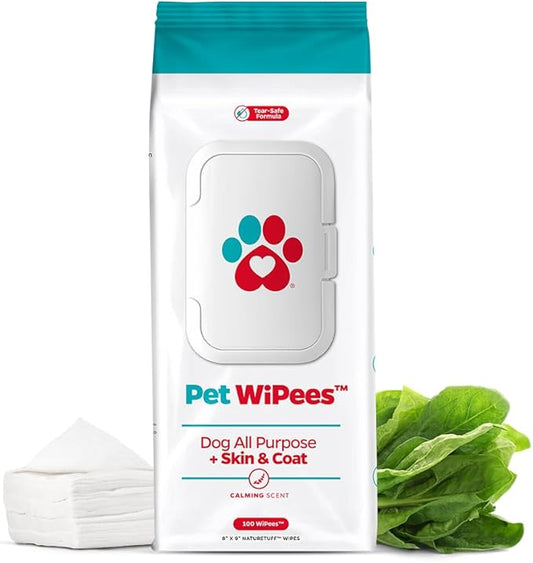 Pet Parents® Pet WiPees™ Dog All Purpose + Skin & Coat Pet Wipes, Pet Wipes for Dogs, Dog Wipes & Puppy Wipes, Paw Wipes for Dogs (100 Count (Pack of 1), Natural)