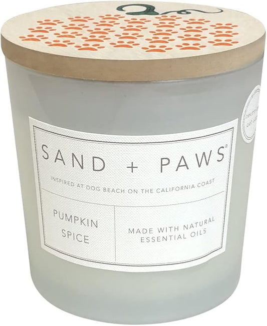 Sand + Paws Scented Candle - Pumpkin Spice - Additional Scents and Sizes –Luxurious Air Freshening Jar Candles Neutralize pet Odors and Enhance Home décor – 100% Cotton Lead-Free Wicks - 21 oz
