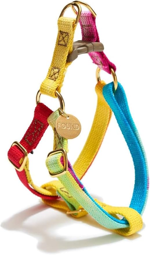 FOUND MY ANIMAL - The Original Prismatic Cotton Cat & Dog Harness (Small) - Hand Dyed & Crafted Dog Harness - Adjustable, Pet Harness with Solid Brass Rings