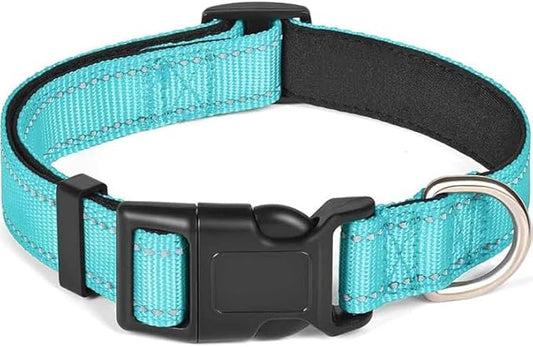 Generic Reflective Dog Collar,Soft Neoprene Padded Breathable Nylon Pet Collar Adjustable for Small Dogs,Blue,S