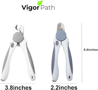 Pet Nail Clipper - Pet Grooming Tool for Nail Clipping and Trimming - Suitable for Dogs and Cats, Equipped with a Safety Guard and Razor Sharp Blade for Precision - plus a Bonus Free Nail File (Gray)