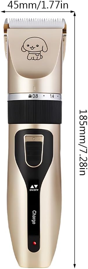 Pilarmuture Dog Grooming Clippers, Dog Hair Clipper with 4 Guard Combs, Low Noise Rechargeable Electric Cat Shaver Shears Tools for All Pets, Dog Trimmer for Grooming, Dog Shaver, Gold