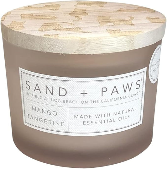Sand + Paws Scented Candle - Mango Tangerine - Luxurious Air Freshening Jar Candles Neutralize pet Odors and Enhance Home décor – 100% Cotton Lead-Free Wicks - 12 oz