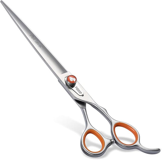 Professional 8'' Straight Dog Grooming Scissors Long Large Grooming Shears for Dogs Pet Japan 440C Right Handed Dog Hair Cutting Scissors for Poodle