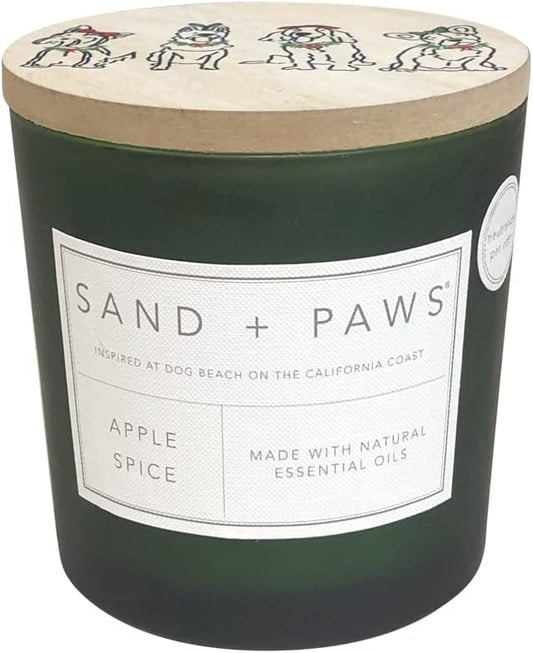 Sand + Paws Scented Candle - Apple Spice - Additional Scents and Sizes –Luxurious Air Freshening Jar Candles Neutralize pet Odors and Enhance Home décor – 100% Cotton Lead-Free Wicks - 21 oz