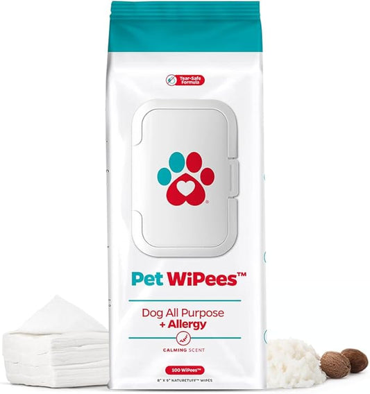 Pet Parents® Pet WiPees™ Dog All Purpose + Allergy Dog Wipes, Pet Wipes for Dogs, Puppy Wipes & Paw Wipes, Large Dog Wipes (100 Count (Pack of 1), Calming)
