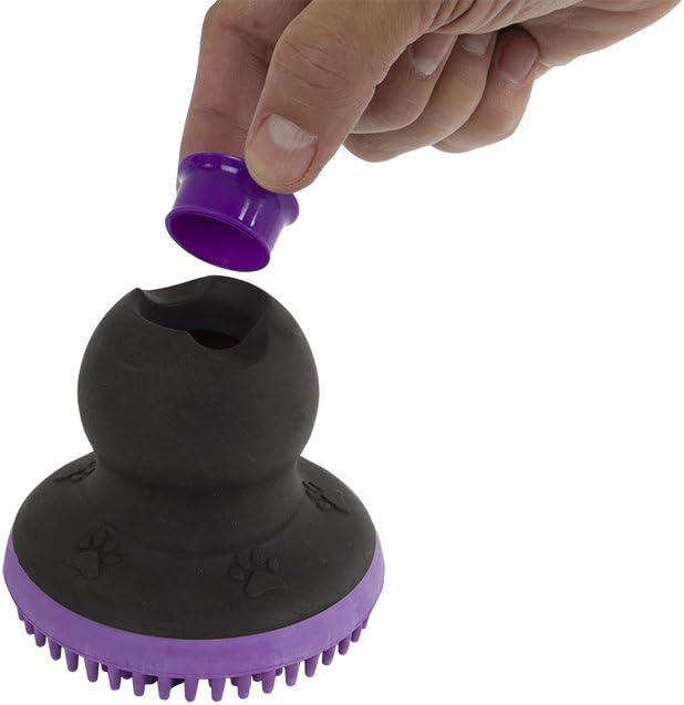 Fancy Fur FURemover Soap Dispensing Scrubber Brush, Pet Grooming Hand Brush, Reduce Shedding During Bath Time, Natural Rubber Pet Brush, Colors May Vary