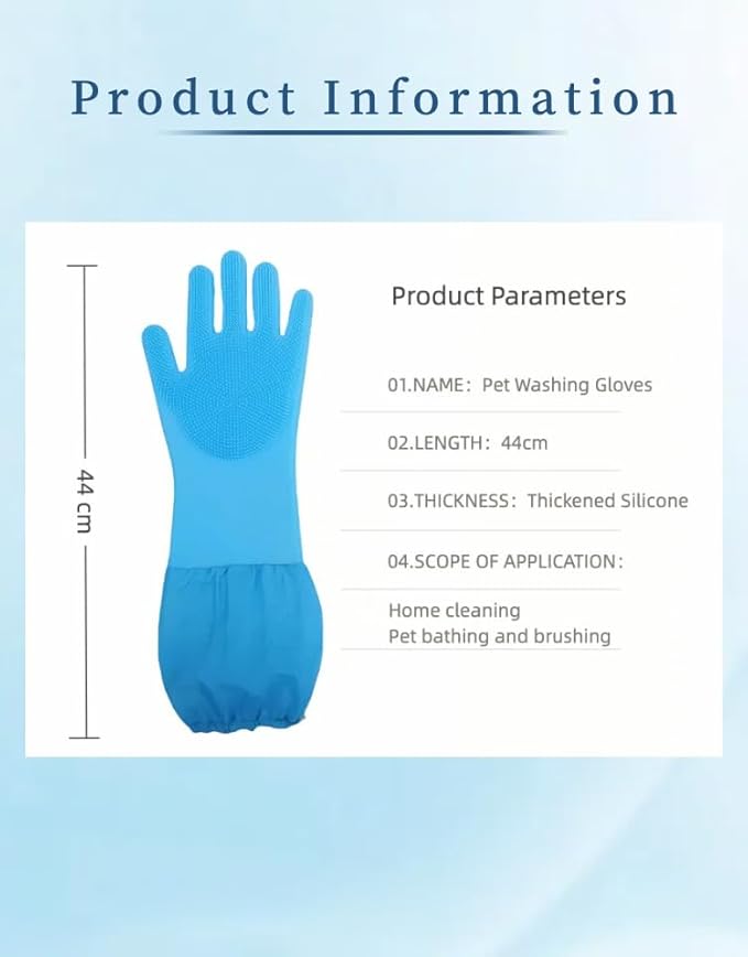 Pet Grooming Gloves - Lengthened Silicone Gloves, High-Density Massage Column Design, Suitable for Bathing and Massaging Cats and Dogs at Home or in Pet Stores
