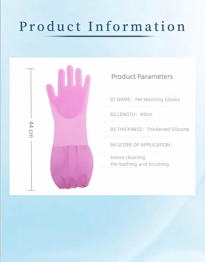 Pet Grooming Gloves with Brush,Lengthened Silicone Gloves, High-Density Massage Column Design, Suitable for Bathing and Massaging Cats and Dogs at Home or in Pet Stores