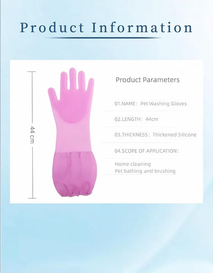 Pet Grooming Gloves with Brush,Lengthened Silicone Gloves, High-Density Massage Column Design, Suitable for Bathing and Massaging Cats and Dogs at Home or in Pet Stores