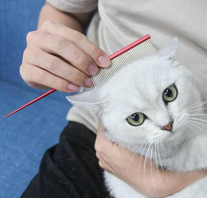 Pet Grooming Comb Rat Tail Comb Cat Hair Trimmer Combs Dog Hairstyle Comb Float Hair Removal Dematting for Cat Dogs Cat Comb Dog Comb Rounded Ends Pet Hair Comb for Home Grooming (One Size,blue 2)
