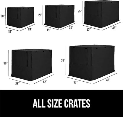 GORILLA GRIP Dog Crate Covers Compatible with Amazon Basics Dog Crates, All Sides Open, Privacy Cover Fits 30" Wire Kennel, Breathable Mesh Windows, Light Reducing Puppy Training Cage Topper, Black