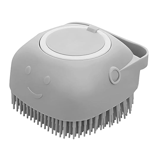 NICESHOP Dog Cat Bath Brush Comb Silicone Rubber Dog Grooming Brush Silicone Puppy Massage Brush Hair Fur Grooming Cleaning Brush Soft Shampoo Dispenser (GRAY)