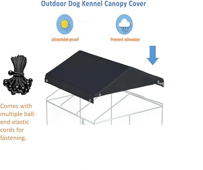 Outdoor Dog Kennel Replacement Cover for 4.2x4ft Dog Kennel 600D Heavy Duty Waterproof UV Resistant - Black (Top Cover Included Only)