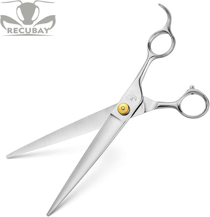 Gold Mantis Grooming Shears, Set with Matte Deluxe 440C Stainless Steel, Professional Grooming Scissors Kit, Any Skill Level(8.0" 4 Piece Set)