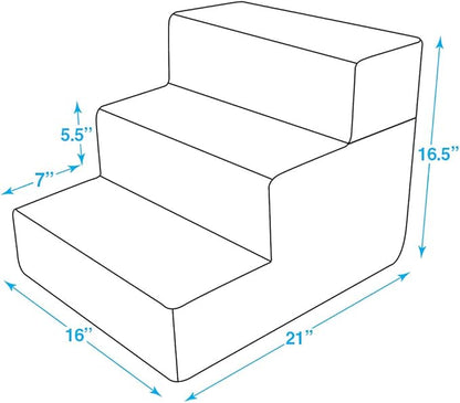 Best Pet Supplies Portable Foldable Foam Pet Stairs/Steps for Couch, Sofa, and High Bed, Non-Slip Bottom Balanced Paw Safe - Sand, Foldable 3-Step (H: 16.5")