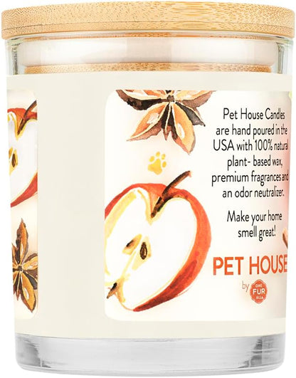 One Fur All Pet House Candle 2 Pack - Plant-Based/Soy Candle - Clean Burning Scented Candles, Long Lasting Pet Odor Candle for Home - Apple Cider