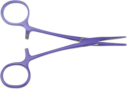 LILYS PET Pet Colourful Stainless Steel Hemostat Hemostatic Forcep,Pet Ear Hair Pull Forcep,Bend head and Straight head kit (Purple, 12cm)