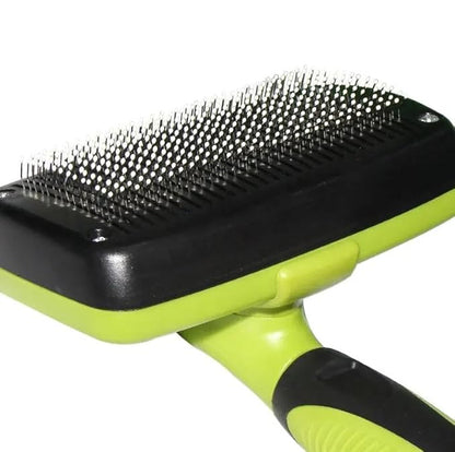 Pet Hair Slicker Brush, Pet Grooming, Smooths Pet Coat, Cat and Dog Slicker Hair Brush, Removes Loose Fur, Ideal for Short to Long Hair, Comfortable Grooming., Regular, Green