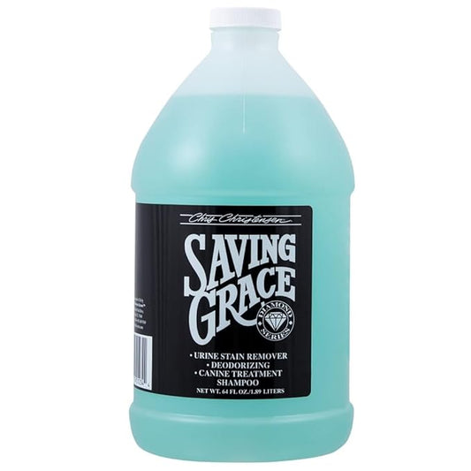 Chris Christensen Saving Grace Canine Treatment Shampoo, Dog Shampoo, Groom Like a Professional, Urine Stain Remover, Deodorizing Shampoo, All Coat Types, Made in USA, 64 oz