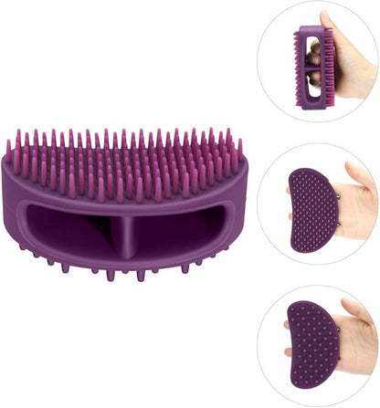 Soft Silicone Dog & Cat Grooming Brush - Pet Bath & Massage for Short or Long Hair - Slicker Shedding Hair Brush Purple