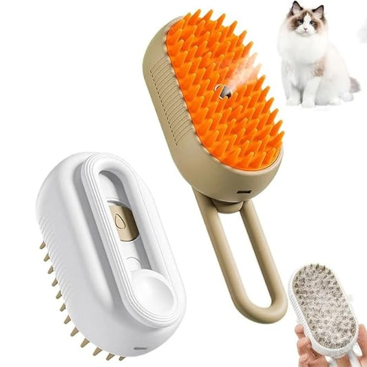 Pet Grooming Steam Brush for Dogs and Cats, Rechargeable, Soft and Comfortable, Suitable for Long/Short Hair (Rose Gold)