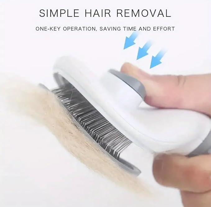 Pet Grooming Brush, Self Cleaning Pet Brush For Dogs and Cats with Release Button, Grey