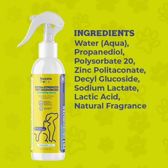 Pets Extra Strength Pet Deodorant & Odor Neutralizer | Naturally Derived Quick-Drying Deodorizer Spray for Dogs | Safe on Carpets & Furniture | Pet-Safe & Hypoallergenic | Sweet Sun Scent