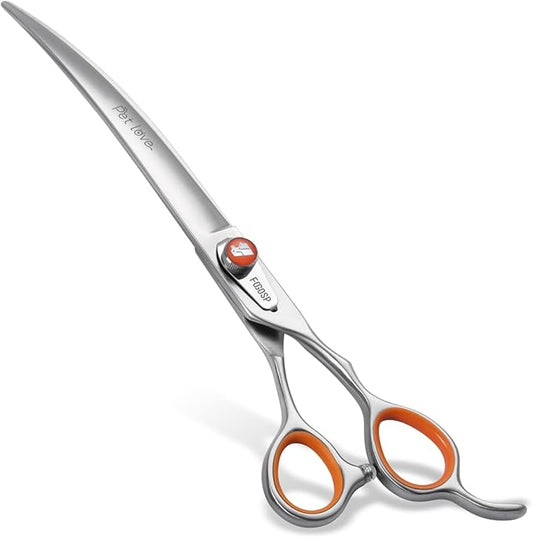 Professional Curved Scissors for Dog Grooming 7 inch 30 Degree Downward Curved Shears Dog Grooming Japan 440C Stainless Steel Master Tools for Dogs Cats Shih Tzu