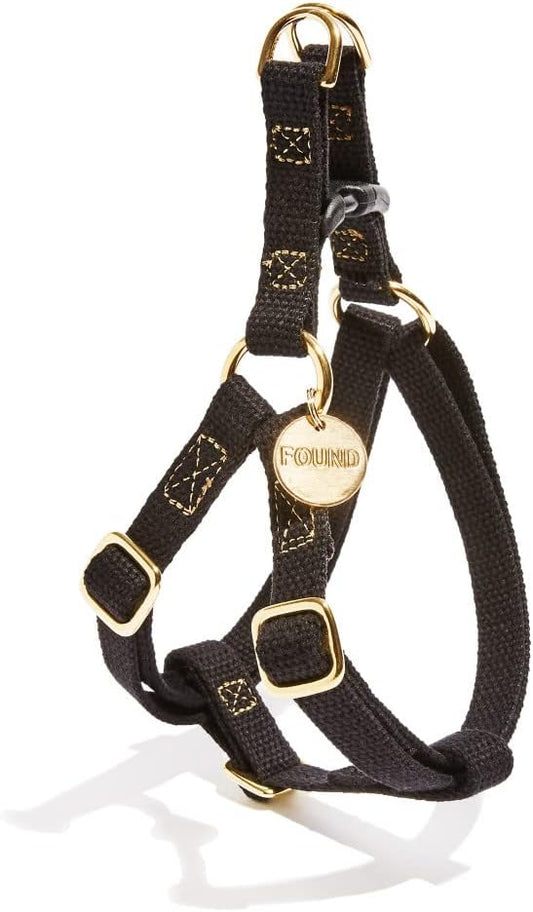 Found My Animal - Black Cotton Cat & Dog Harness (Extra Small) - Hand Dyed & Crafted Dog Harness - Adjustable, Pet Harness with Solid Brass Rings & Buckle - Dog Training Harness