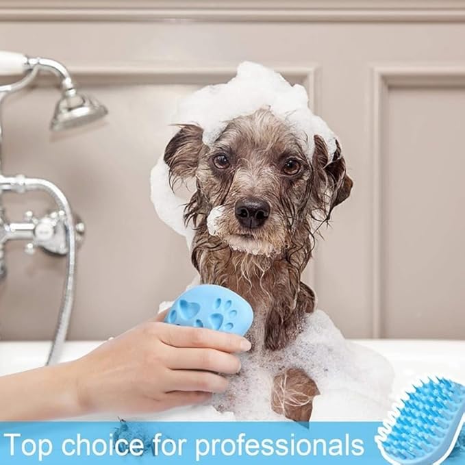 Soft Silicone Bristles Massage Grooming Brush for Dogs and Cats Soft Pet Shampoo Brush for Shedding Hair Pet Bathing Tool (White)