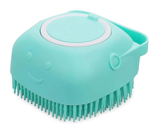 Pet Bath Massage Brush Puppy Dog Cat Grooming Soft (Blue)