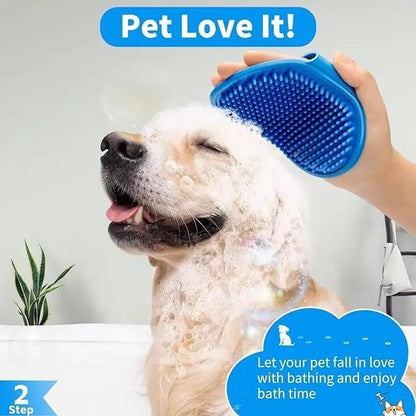 Dog Bath Brush Kit with Adjustable Ring Handle, Short and Long Hair Brushes (Pink/Red)