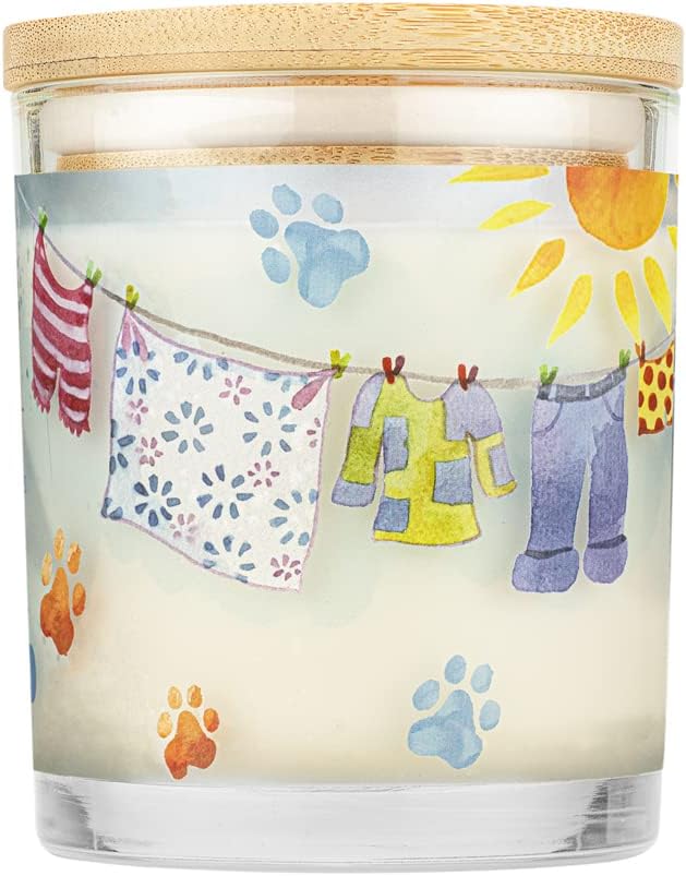 One Fur All 100% Natural Soy Wax Candle, 20 Fragrances - Pet Odor Eliminator, Appx 60 Hrs Burn Time, Non-toxic, Eco-Friendly Reusable Glass Jar Scented Candles – Pet House Candle, Sunwashed Cotton