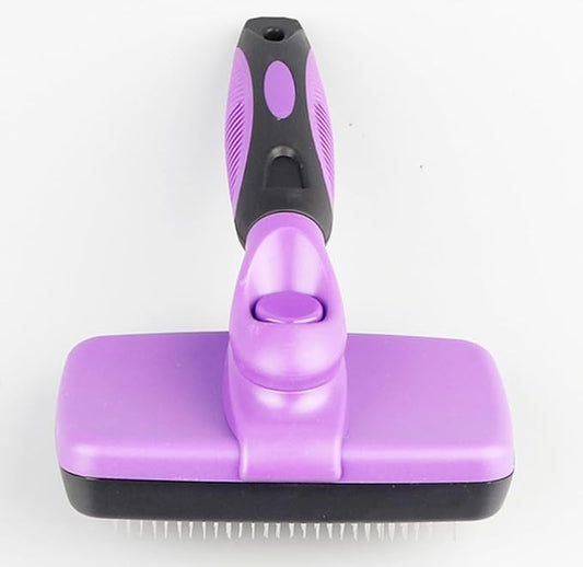 Self Cleaning Slicker Brush for Dogs Cats Brush for Shedding Grooming Brushes for Long Short Haired Pets (Purple)