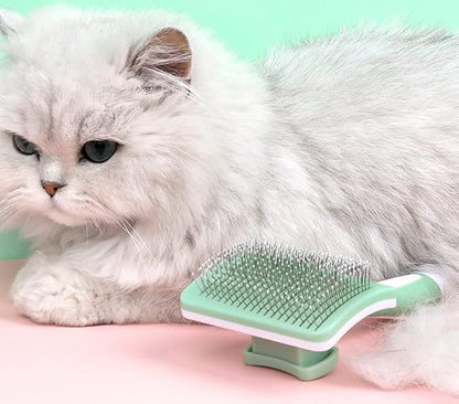 Self Cleaning Cat and Dog Grooming Brush for Pets, Dogs Brush with Massage Particles, Cleaning Grooming Brush for All Hair Lengths (Green)