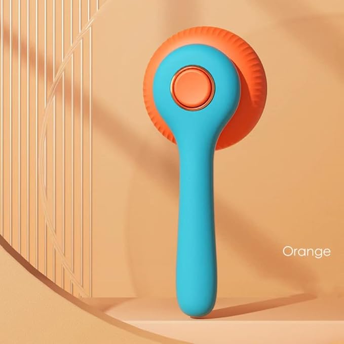 Pet Grooming Cat and Dog Brush, Self-Cleaning Sliker Brush for Removes Mats, Tangles, and Loose Hair, Shedding Brush for Short or Long Haired Cats/Dogs (Blue+Orange)